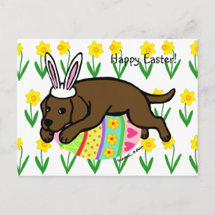 Postal Festiva Huevo de Pascua Chocolate Labrador Personalizado