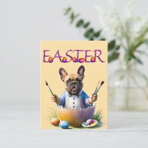 Postal Festiva Huevo de Pascua de Bulldog Francés Bulldog Francés