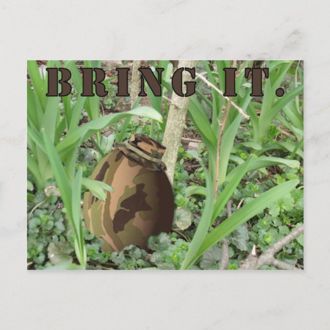 Postal Festiva Huevo de Pascua del camuflaje. Traiga en la caza (Anverso)