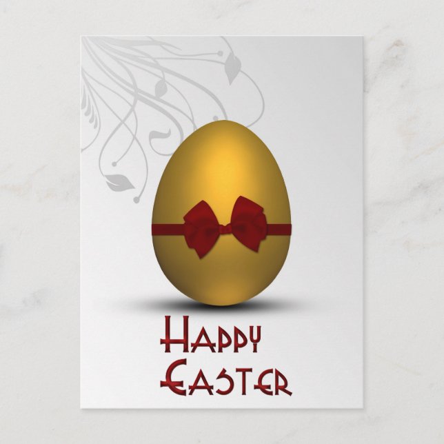 Postal Festiva Huevo de Pascua Dorada con el modelo de Swirl Flor (Anverso)