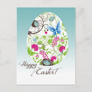 Postal Festiva Huevo de Pascua Frilly Florals