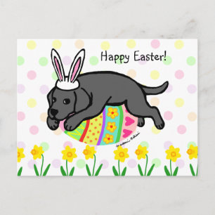 Postal Festiva Huevo de Pascua Labrador Negro Personalizado