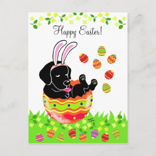 Postal Festiva Huevo de Pascua Labrador Negro Personalizado de Ca