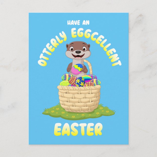 Postal Festiva Huevo de Pascua Otter, Personalizado totalmente Eg (Anverso)