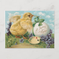 Huevo de Pascua pintado de pollo de época
