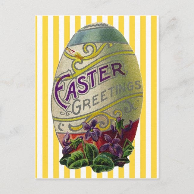 Postal Festiva Huevo de Pascua Vintage (Anverso)
