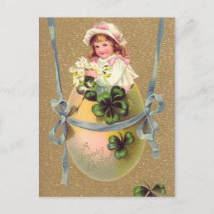 Postal Festiva Huevo de Pascua Vintage