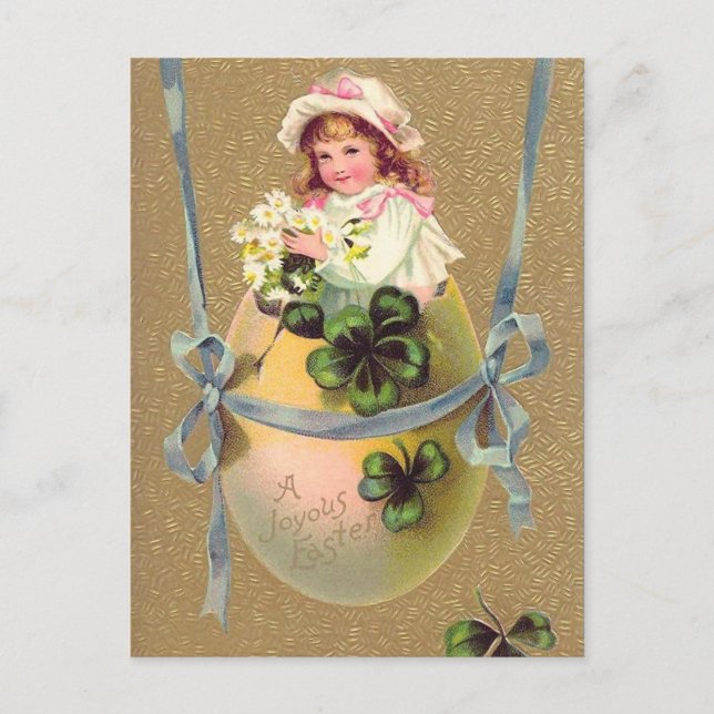 Postal Festiva Huevo de Pascua Vintage (Anverso)