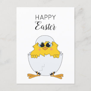Postal Festiva Huevo de Pascua y pollo Feliz Pascua