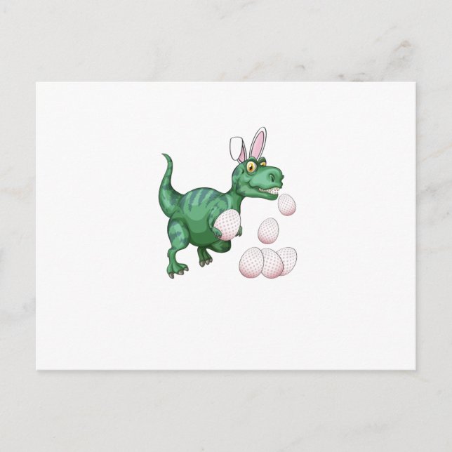 Postal Festiva Huevo divertido de Pascua de Dinosaur T-Rex Bunny (Anverso)
