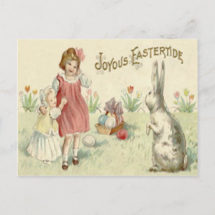 Postal Festiva Huevos de color canasta de conejo de Pascua para n