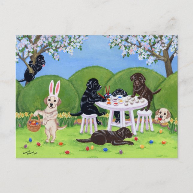 Postal Festiva Huevos de Labrador y de Pascua (Anverso)