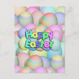 Postal Festiva Huevos de Pascua Coloridos - Feliz Pascua