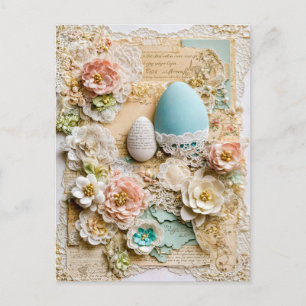 Postal Festiva Huevos de Pascua con flores