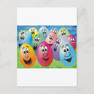 Postal Festiva Huevos de Pascua con rostros