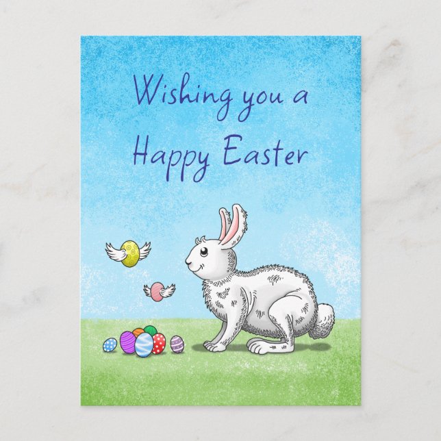 Postal Festiva Huevos de Pascua de Bunny (Anverso)