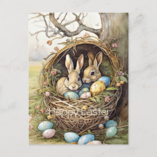 Postal Festiva Huevos de Pascua de conejito lindo