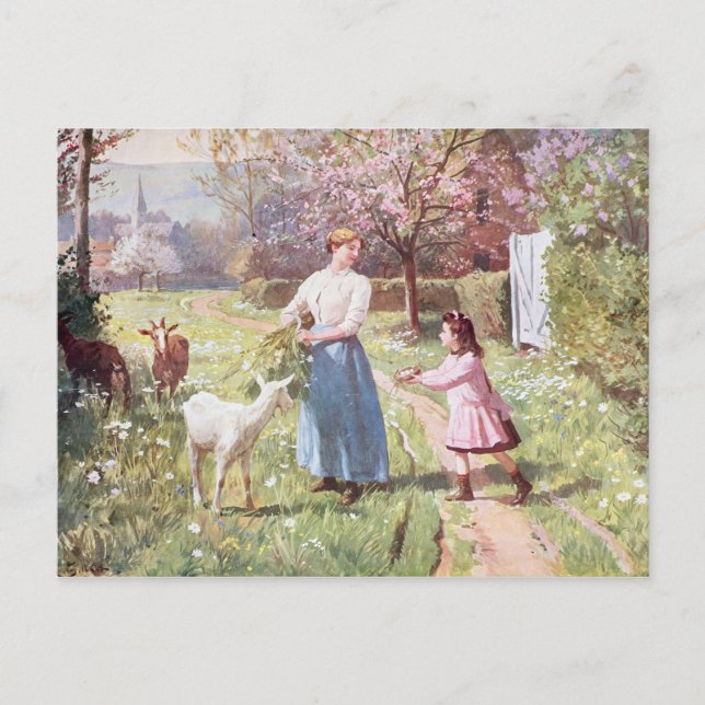 Postal Festiva Huevos de Pascua en el país, 1908 (Anverso)