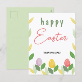 Postal Festiva Huevos de Pascua Lindos Aquarela