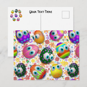Postal Festiva Huevos de Pascua lindos y divertidos dibujos anima