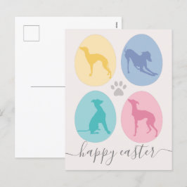Postal Festiva Huevos de Pascua Perros de Greyhound Italianos Ele