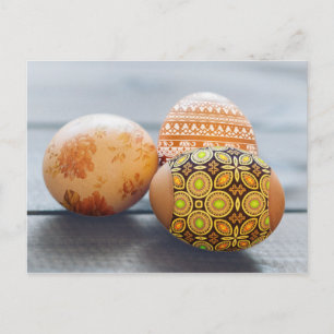 Postal Festiva Huevos de Pascua pintados rústicos