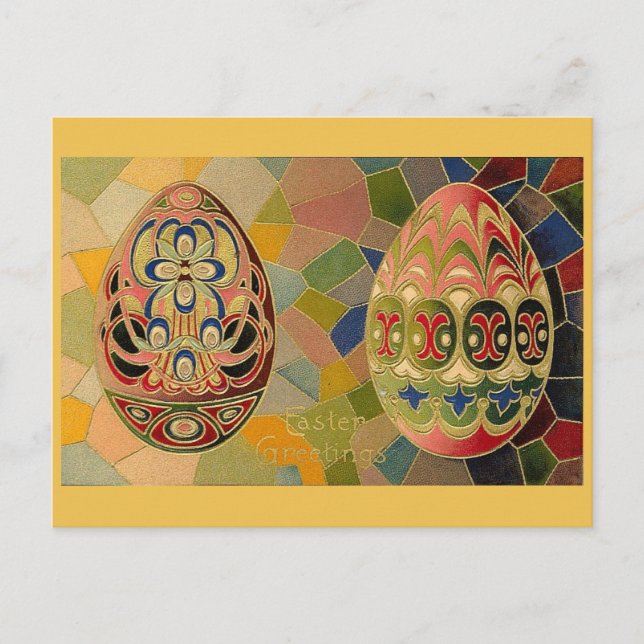 Postal Festiva Huevos de Pascua Vintage (Anverso)
