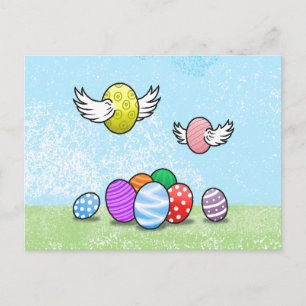 Postal Festiva Huevos de Pascua voladores