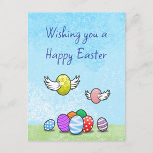 Postal Festiva Huevos de Pascua voladores