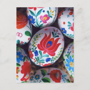 Postal Festiva Huevos del kalocsai de los saludos de Pascua