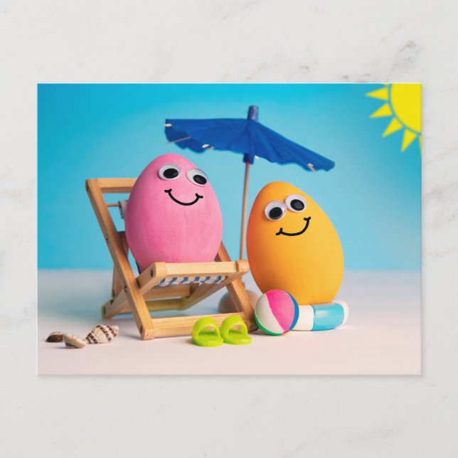 Postal Festiva Huevos duros en la playa (Anverso)