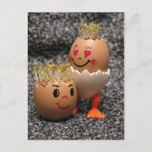 Postal Festiva Huevos lindos de los pares de Pascua con el pelo