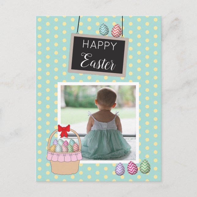 Postal Festiva Huevos Pastel de Cesta de Pascua Personalizados (Anverso)