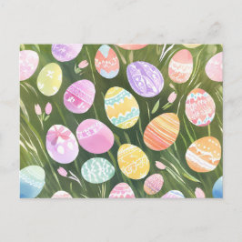 Postal Festiva Huevos Pastel de Pascua | Hermosa acuarela de prim