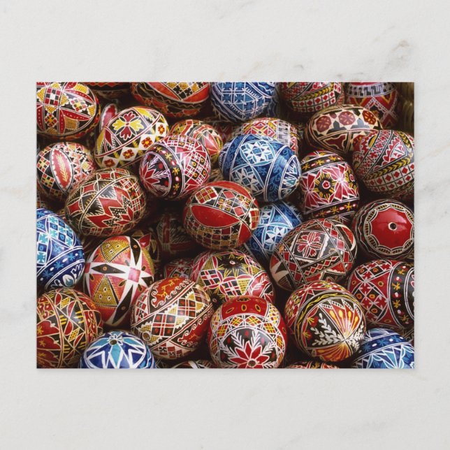 Postal Festiva Huevos tradicionales de Pascua de Rumania (Anverso)