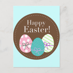 Postal Festiva Huevos triples felices de Pascua