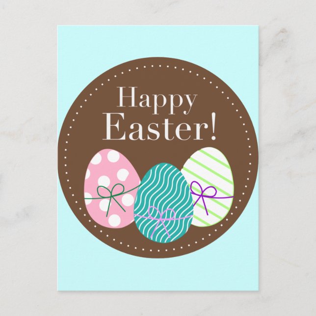 Postal Festiva Huevos triples felices de Pascua (Anverso)