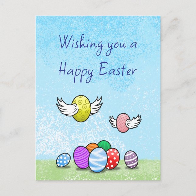 Postal Festiva Huevos voladores de Pascua (Anverso)