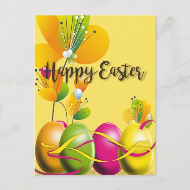 Postal Festiva Huevos y flores de Semana Santa (Anverso)