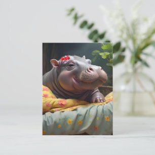 Postal Festiva "Huggles de la mañana: El bebé Hippo se despierta