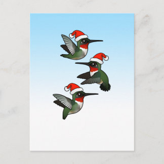 Postal Festiva Hummingbird navidades con trompeta