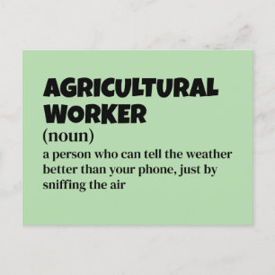 Postal Festiva Humor agrícola: divertida definición de trabajador