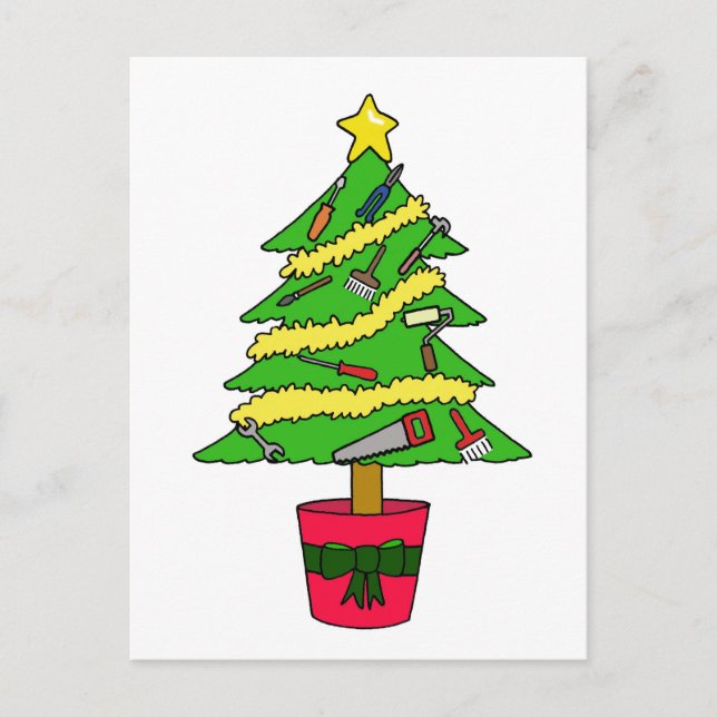 Postal Festiva Humor de Navidades Handyman Happy (Anverso)