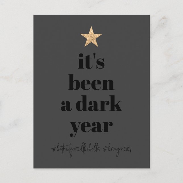 Postal Festiva Humor de reinicio de 2020 Estrella dorada de árbol (Anverso)