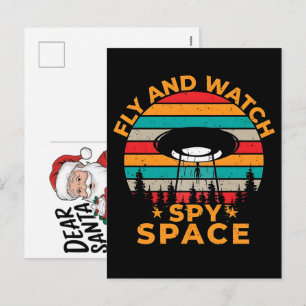 Postal Festiva Humor Retro Navideño Espacial Atlas 2025