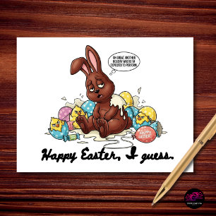 Postal Festiva Humor sarcástico de conejo de Pascua quemado
