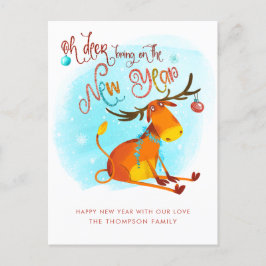 Postal Festiva Humorístico Oh Deer Trae Al Personalizado De Año N
