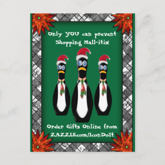 Postal Festiva Humorosos pingüinos de Santa Pingüinos (personaliz