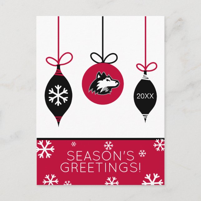 Postal Festiva Huskies del norte de Illinois | NAVIDADES (Anverso)
