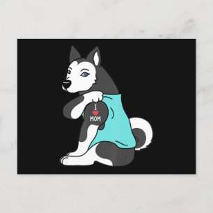 Postal Festiva Husky   Amo a mamá tatuaje Husky divertido día de 